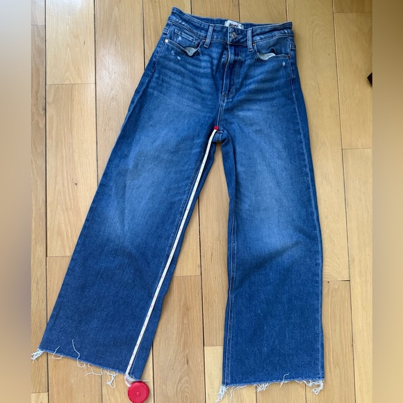 PAIGE Blue Flare Wide Leg Jeans High-Rise - Picture 7 of 8